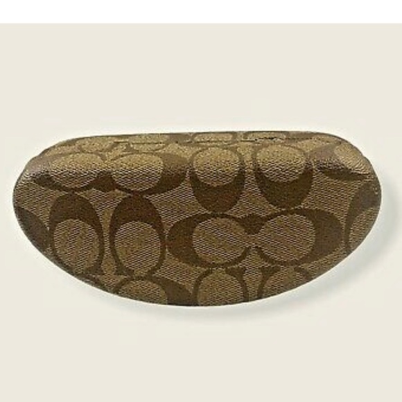 COACH Hard Shell Hinged Glass Eyeglass Sunglass Case Brown Tan Signature C - Picture 2 of 5
